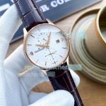 Replica Jaeger-LeCoultre Master Rose Gold Watch White Dial Brown Leather 40MM
